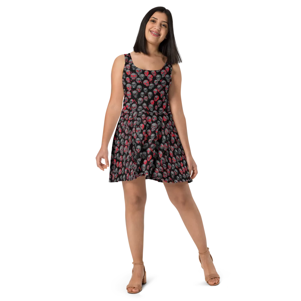 Neon Bone Yard on Skater Dress — Front