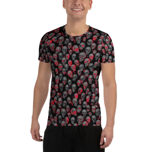 Neon Bone Yard on a Men's Athletic T-Shirt