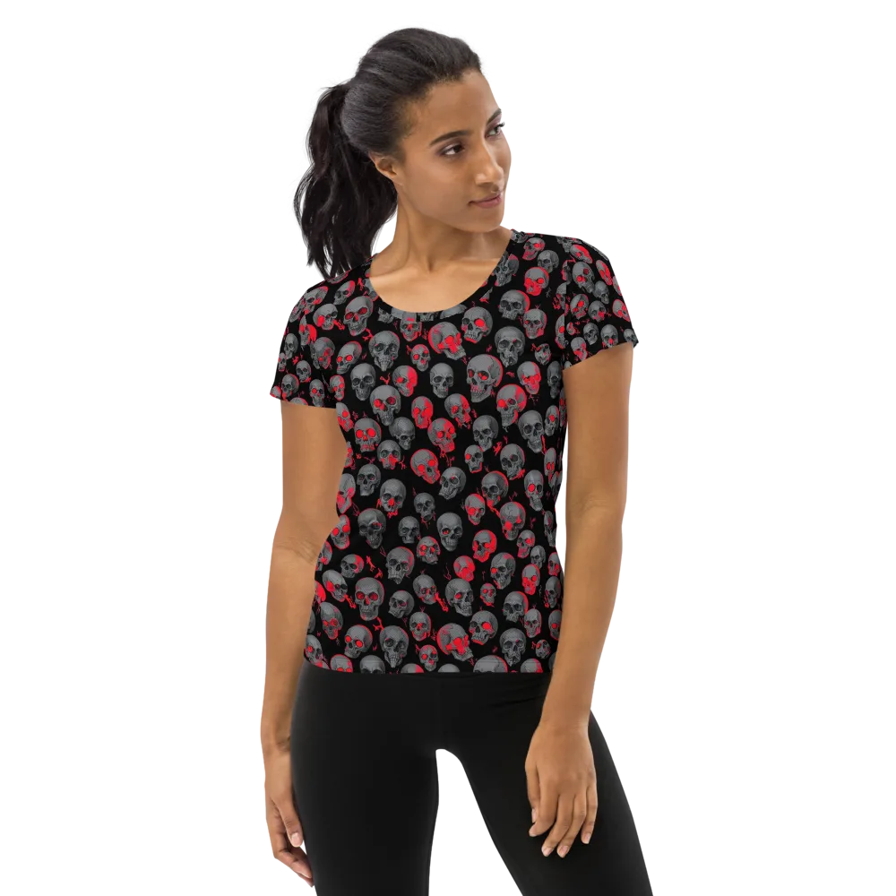 Neon Bone Yard on Women's Athletic T-Shirt — Front