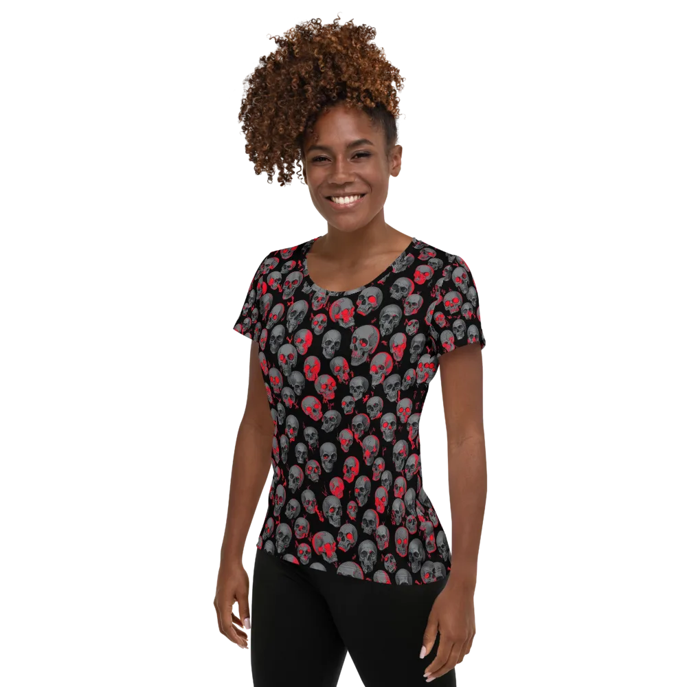 Neon Bone Yard on Women's Athletic T-Shirt — Left