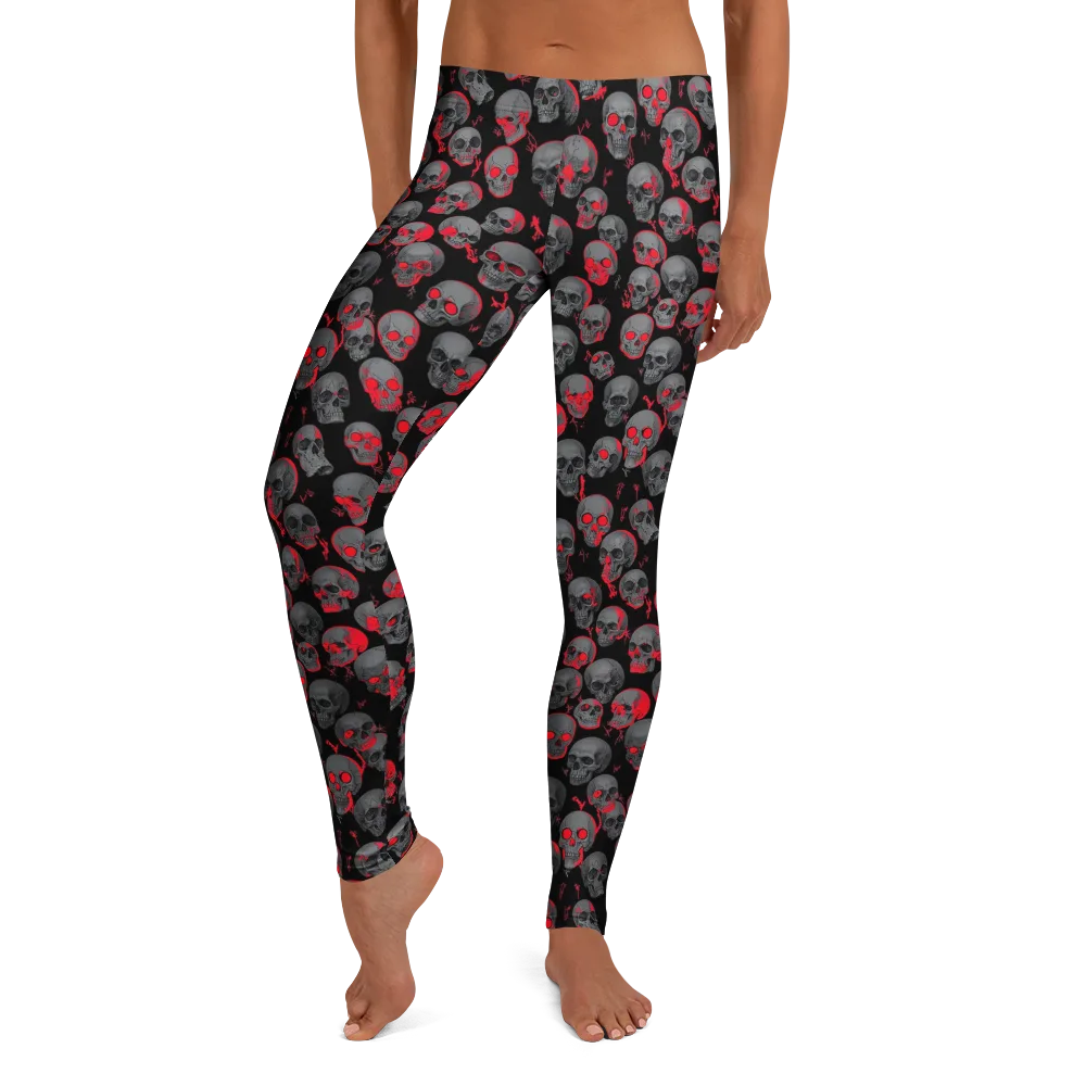 Neon Bone Yard on Leggings — Front