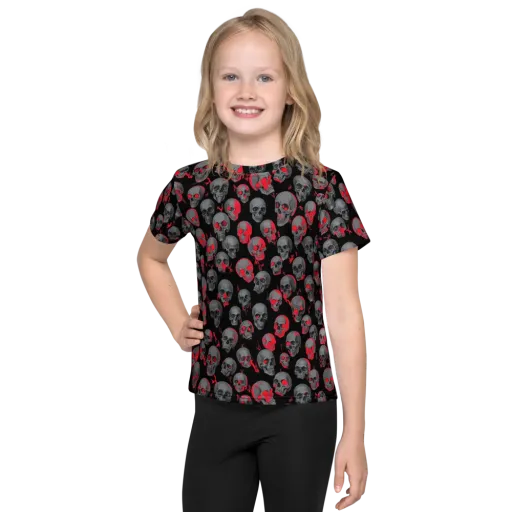 Neon Bone Yard on a Kids Crew Neck T-Shirt