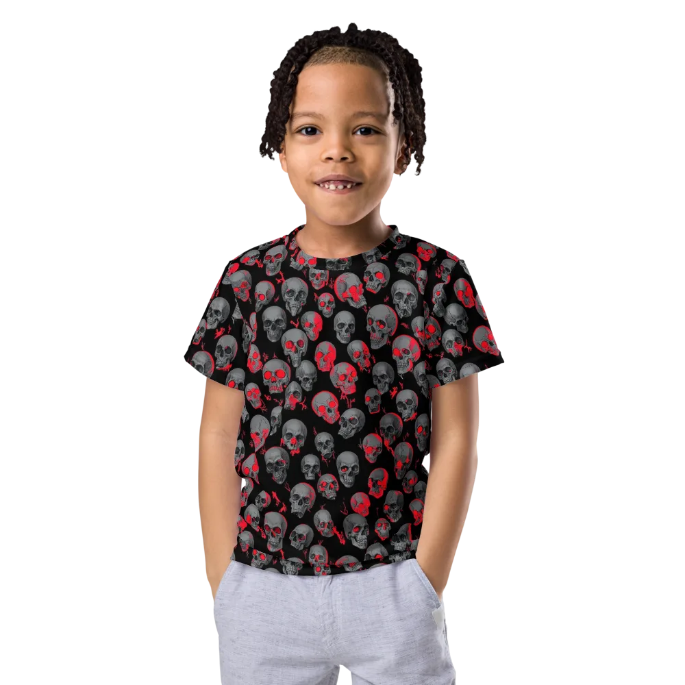 Neon Bone Yard on Kids Crew Neck T-Shirt — Front