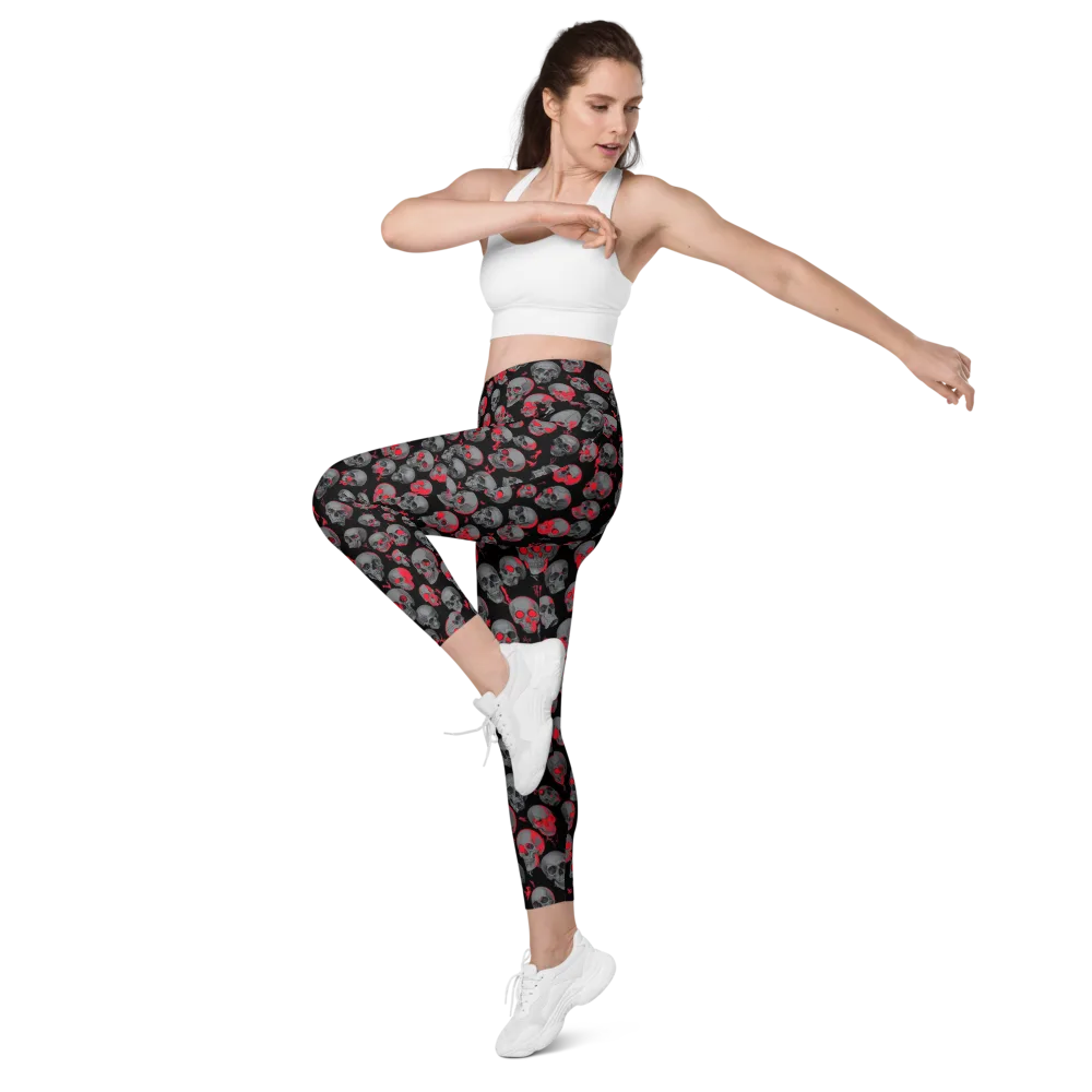 Neon Bone Yard on Leggings with Pockets — Left Front