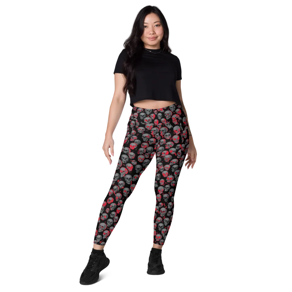 Neon Bone Yard on Leggings with Pockets — Front