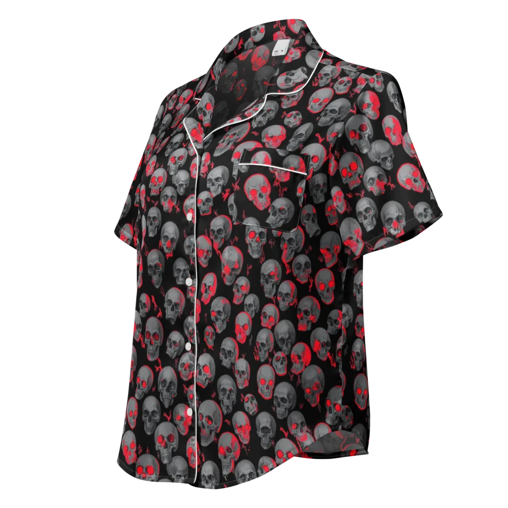 Neon Bone Yard on Women's Short Sleeve Pajama Top — Left Front