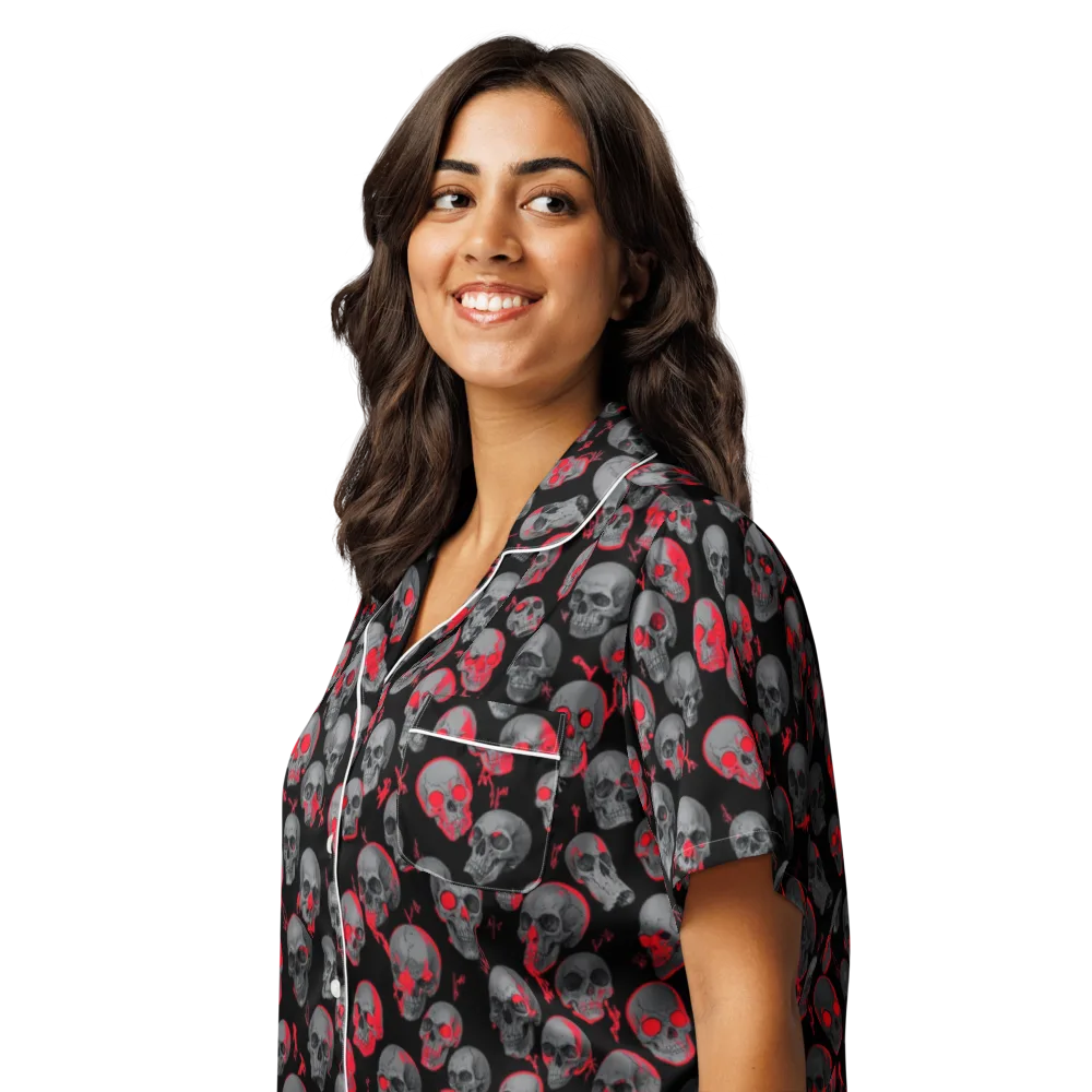 Neon Bone Yard on Women's Short Sleeve Pajama Top — Left Front