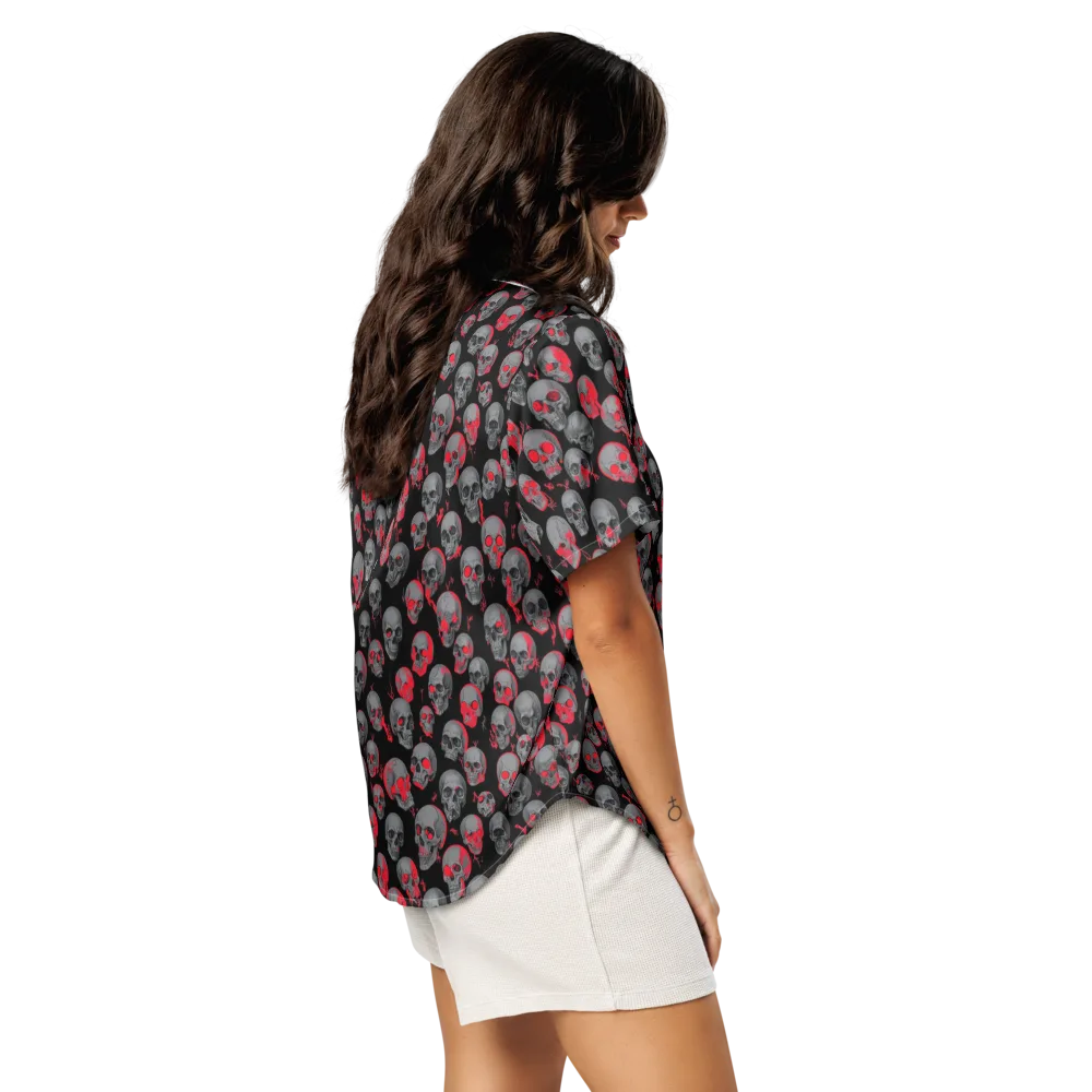 Neon Bone Yard on Women's Short Sleeve Pajama Top — Right Back