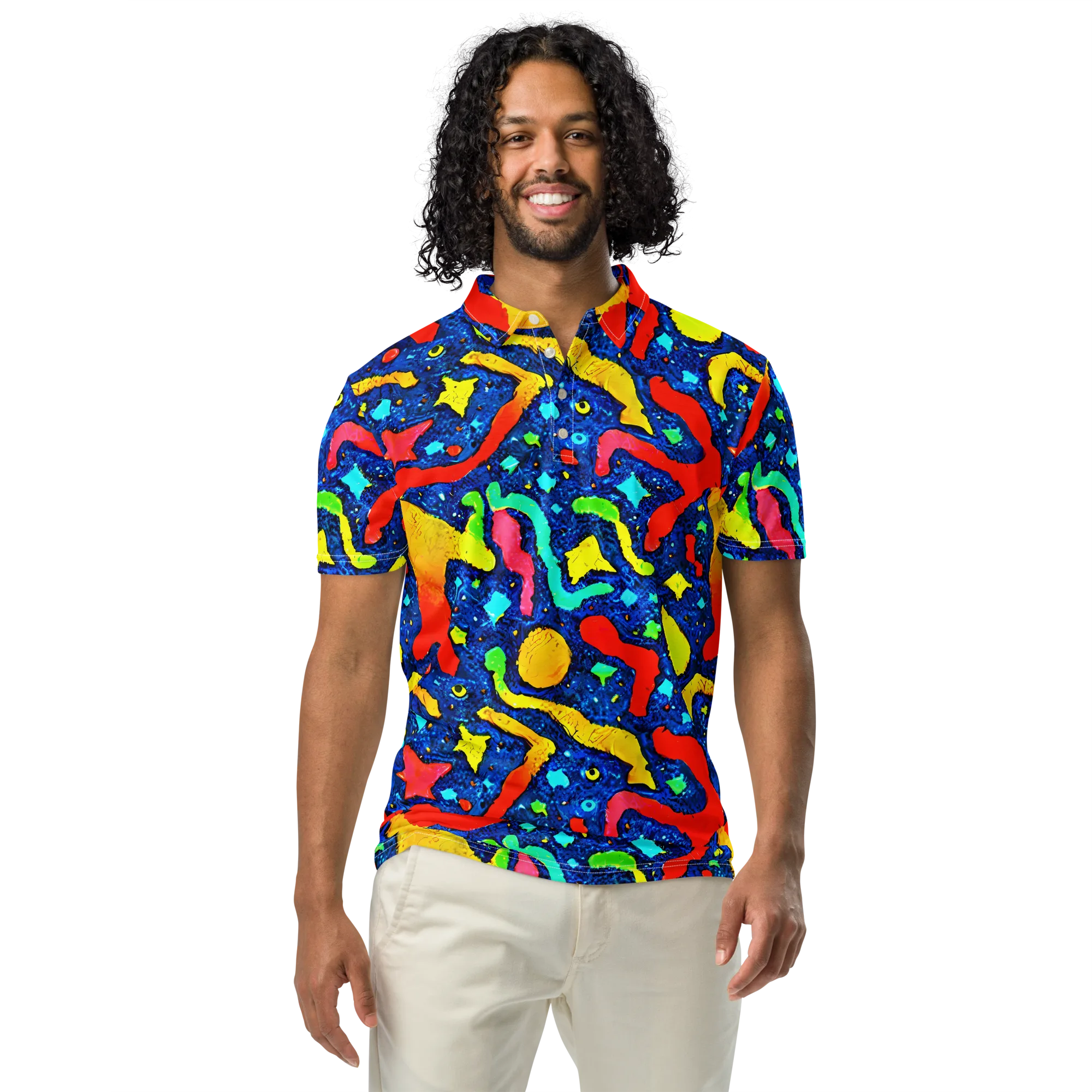 Wild Frequency on Men's Slim Fit Polo Shirt — Front