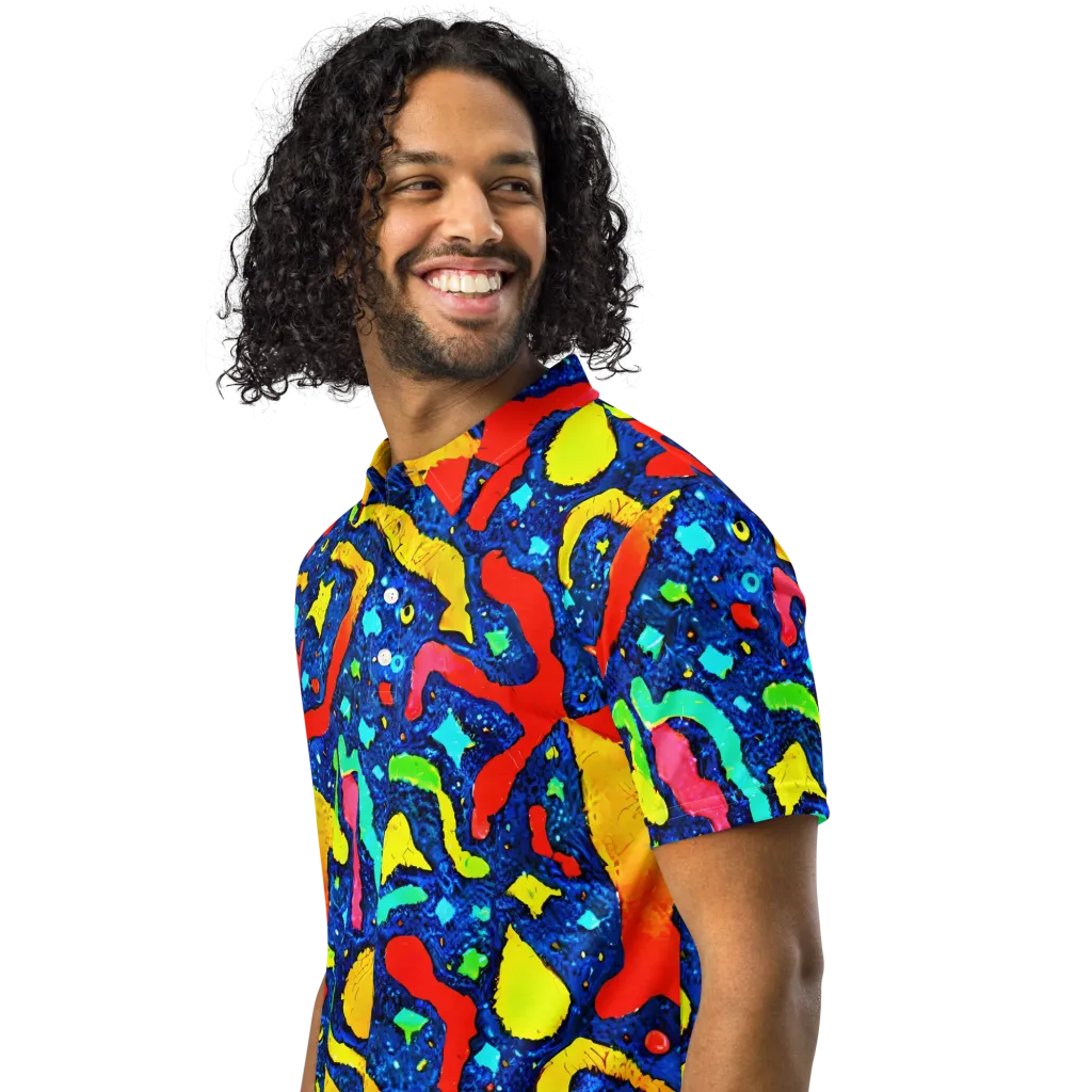 Wild Frequency on Men's Slim Fit Polo Shirt — Left Front
