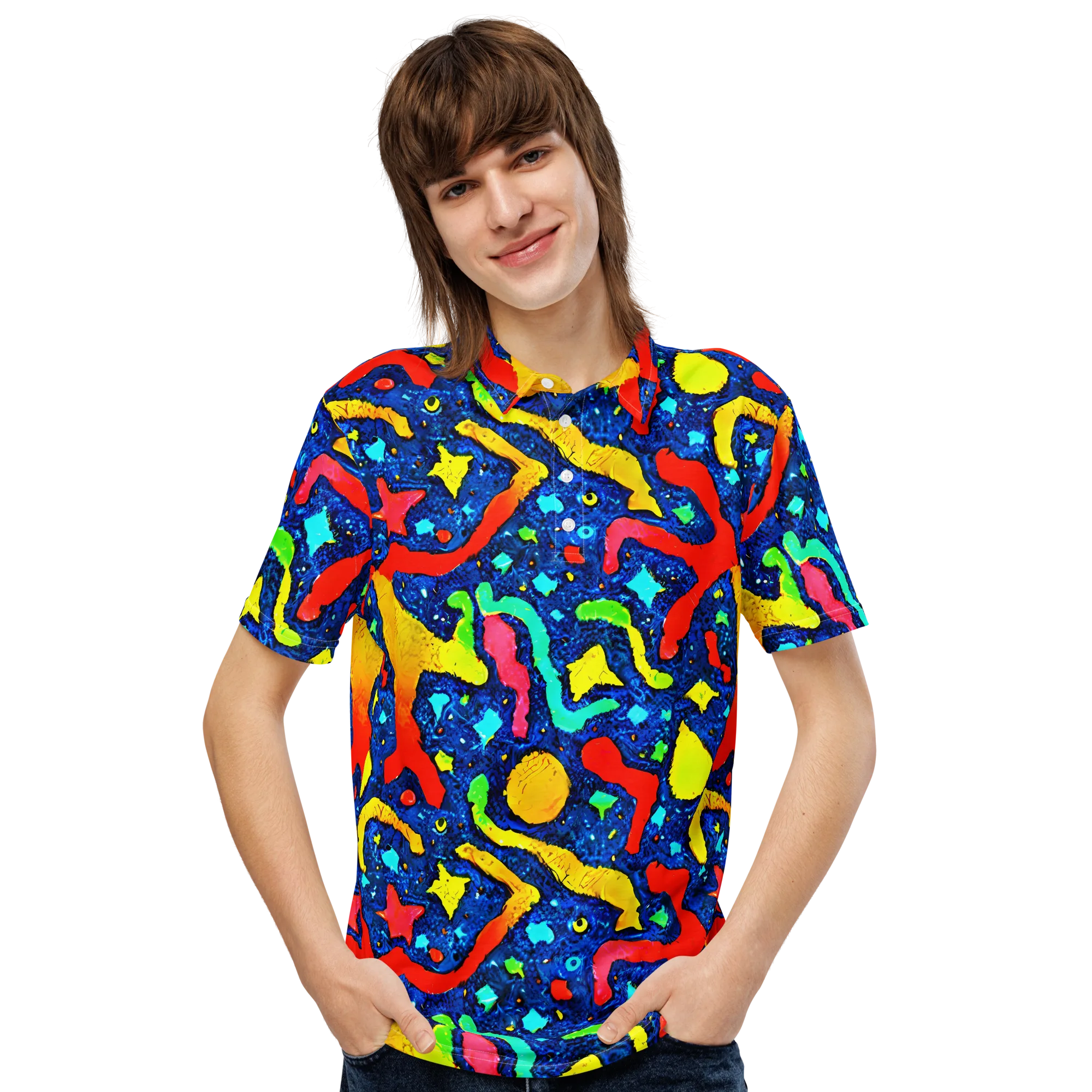 Wild Frequency on Men's Slim Fit Polo Shirt — Front
