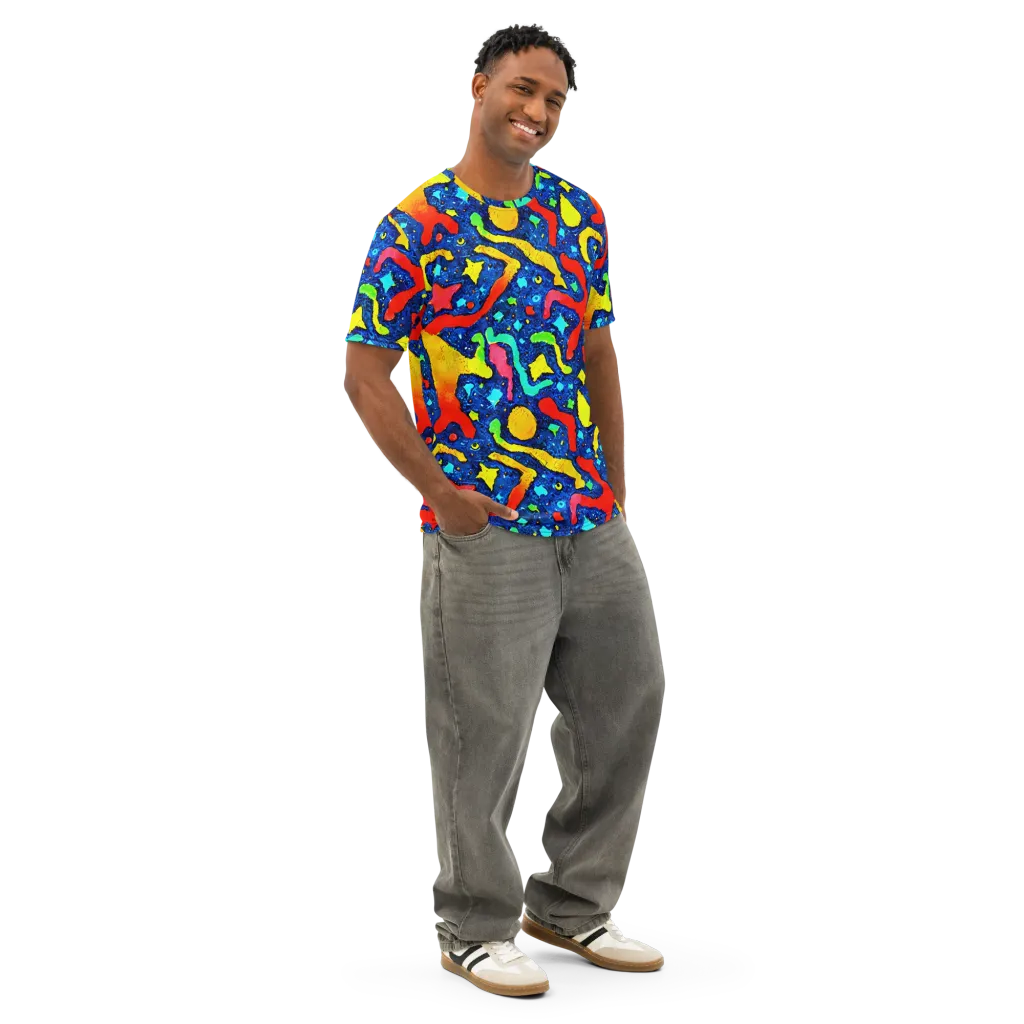 Wild Frequency on Men's Cotton Crew Neck T-Shirt — Right Front