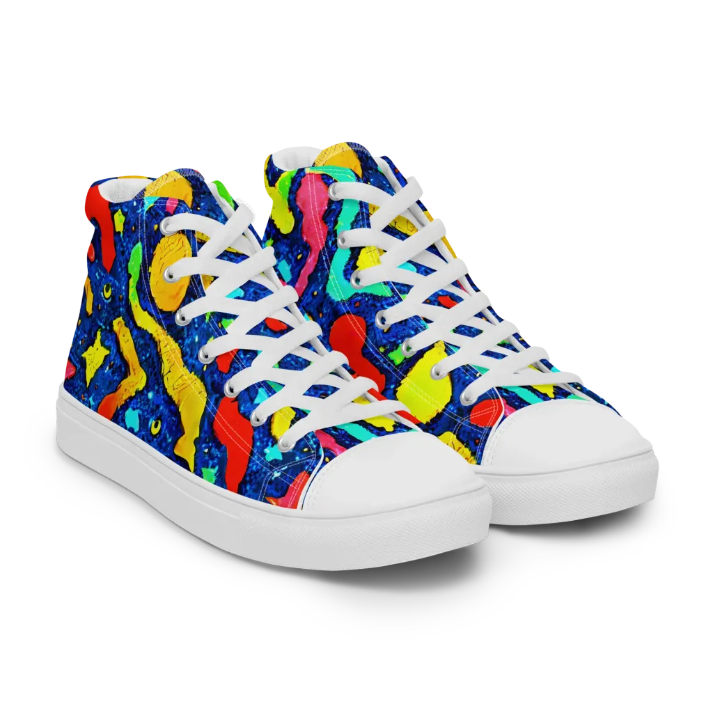 Wild Frequency on Men's High Top Canvas Shoes — Right Front