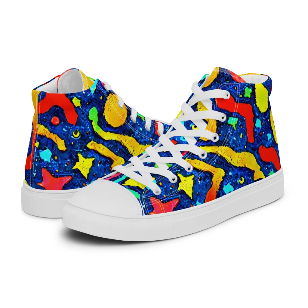 Wild Frequency on Men's High Top Canvas Shoes — Left