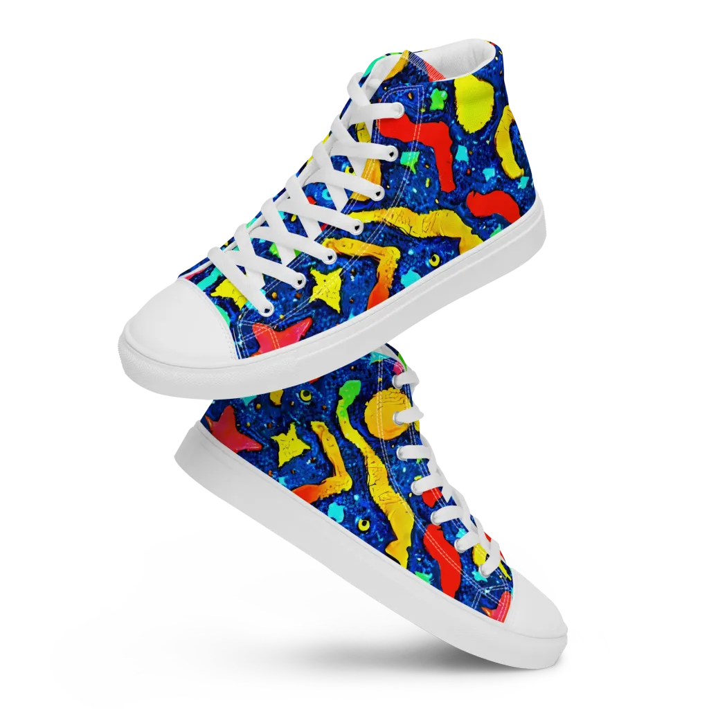 Wild Frequency on Men's High Top Canvas Shoes — Front