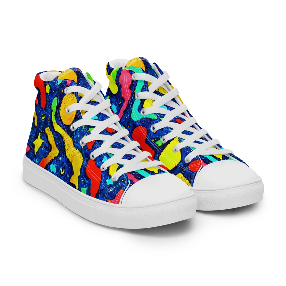 Wild Frequency on Women's High Top Canvas Shoes — Right Front