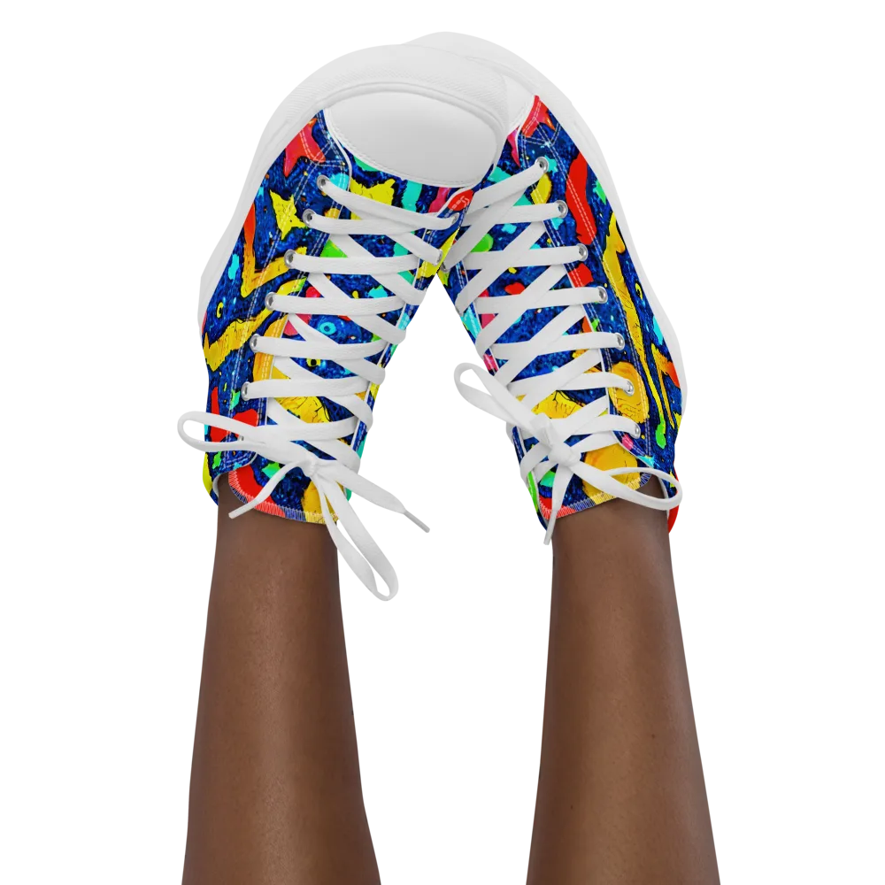Wild Frequency on Women's High Top Canvas Shoes — Front