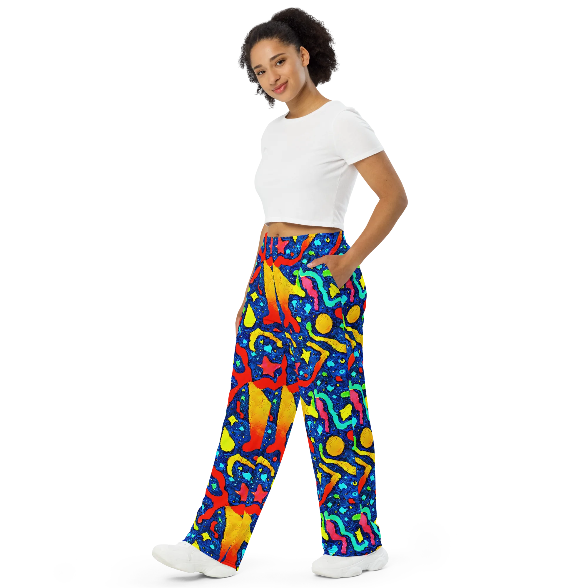 Wild Frequency on Wide-Leg Pants — Left Front