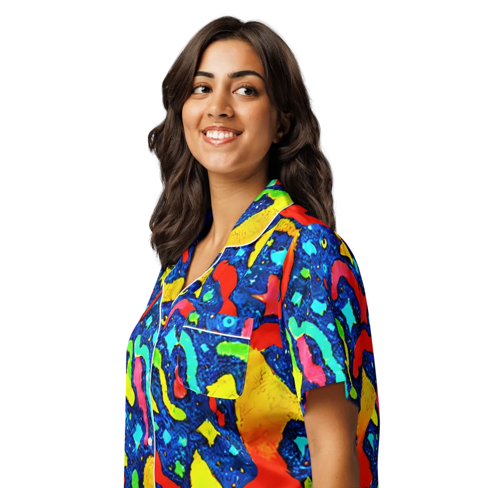 Wild Frequency on Women's Short Sleeve Pajama Top — Left Front