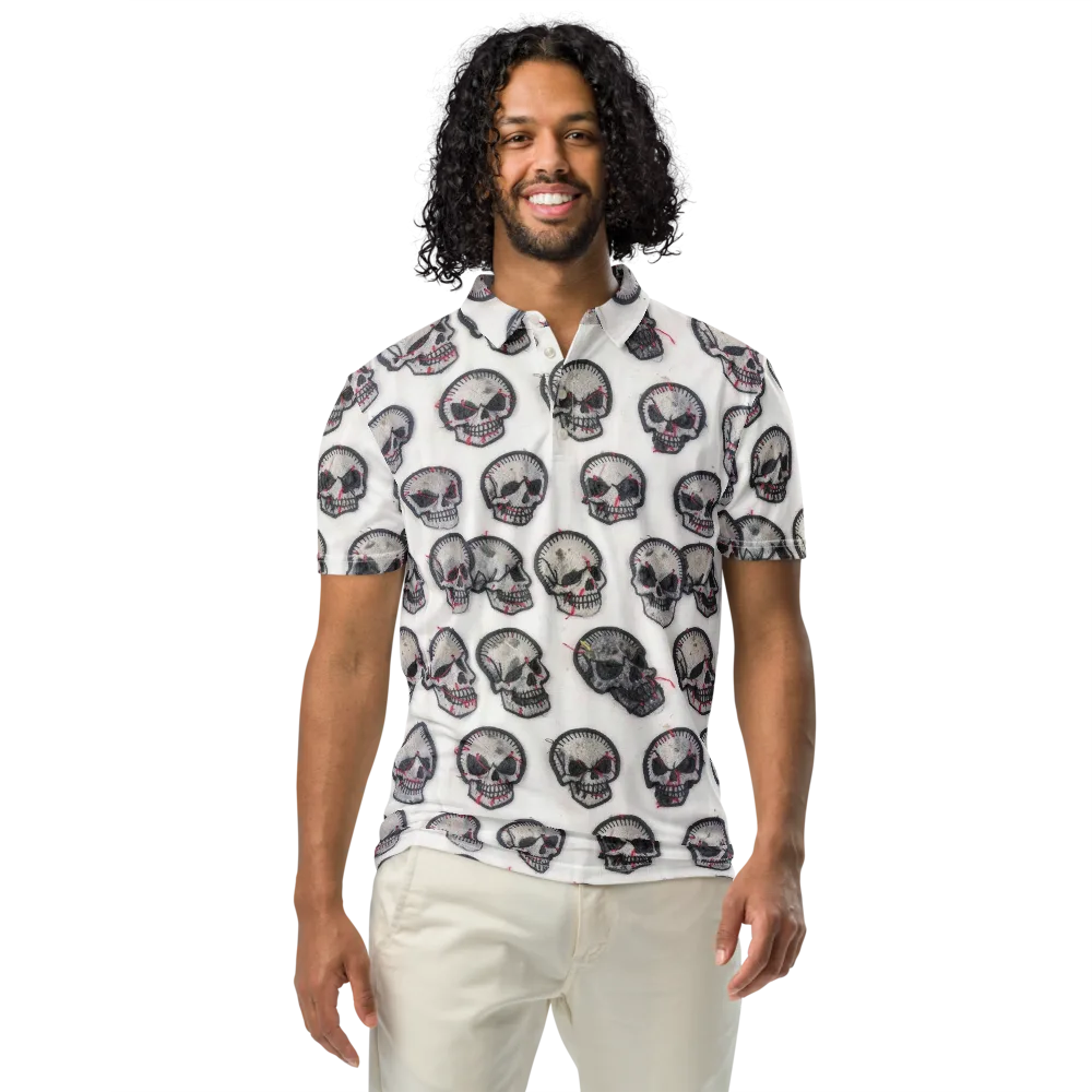 Stitched Requiem on Men's Slim Fit Polo Shirt — Front