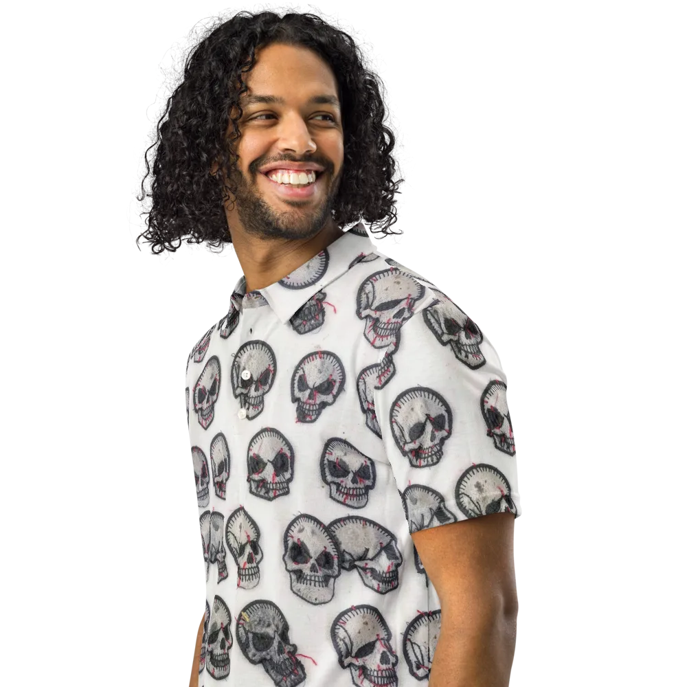 Stitched Requiem on Men's Slim Fit Polo Shirt — Left Front