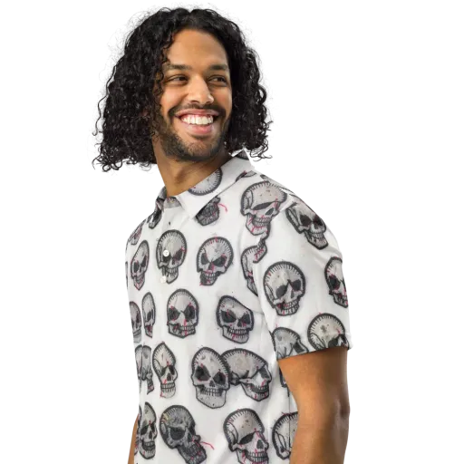 Stitched Requiem on a Men's Slim Fit Polo Shirt