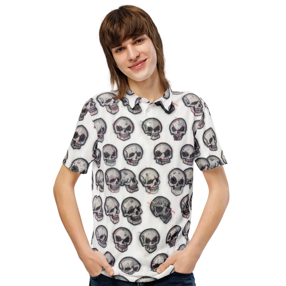 Stitched Requiem on Men's Slim Fit Polo Shirt — Front