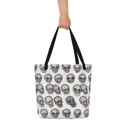 Stitched Requiem on a Large Tote Bag W/ Pocket