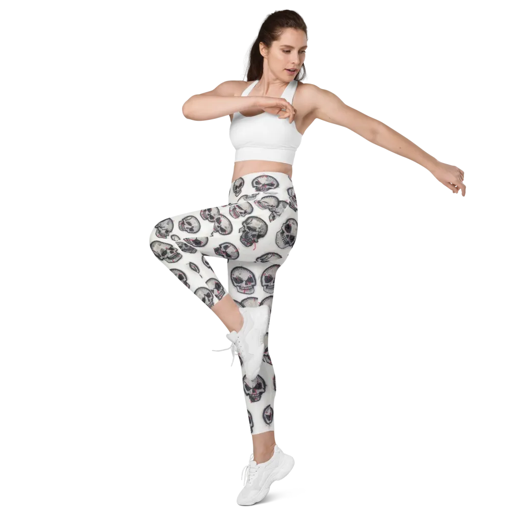 Stitched Requiem on Leggings with Pockets — Left Front