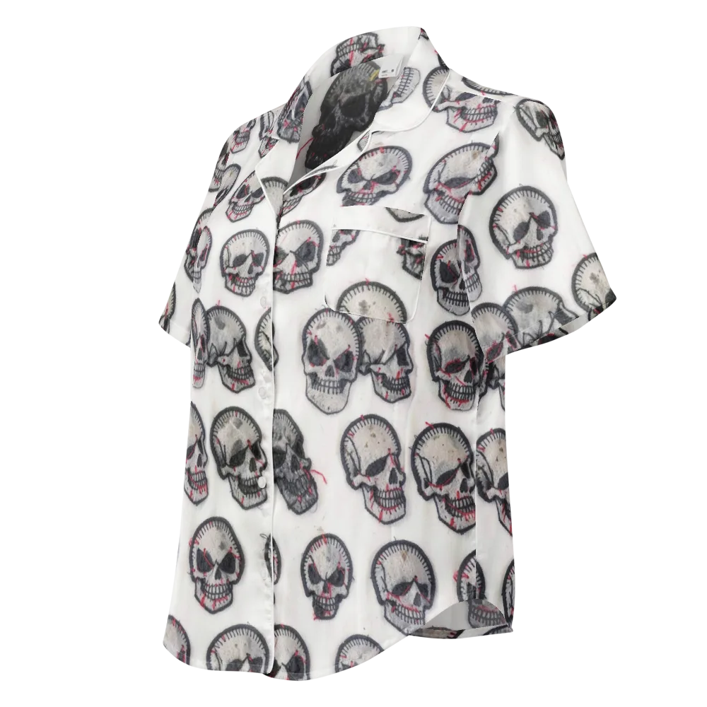 Stitched Requiem on Women's Short Sleeve Pajama Top — Left Front