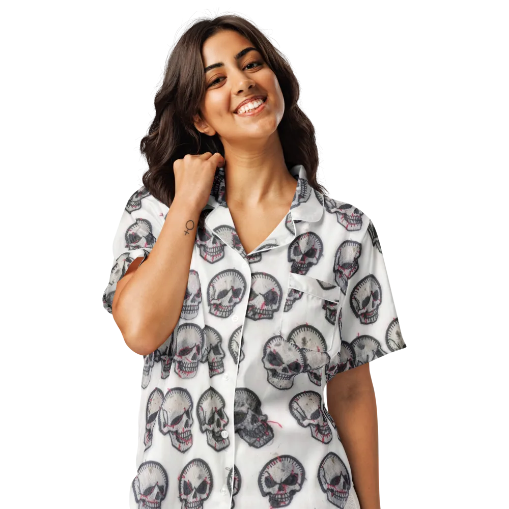 Stitched Requiem on Women's Short Sleeve Pajama Top — Front