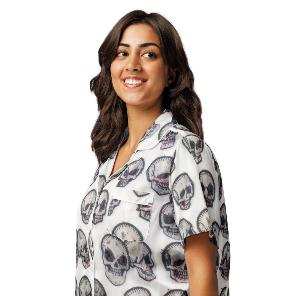 Stitched Requiem on Women's Short Sleeve Pajama Top — Left Front