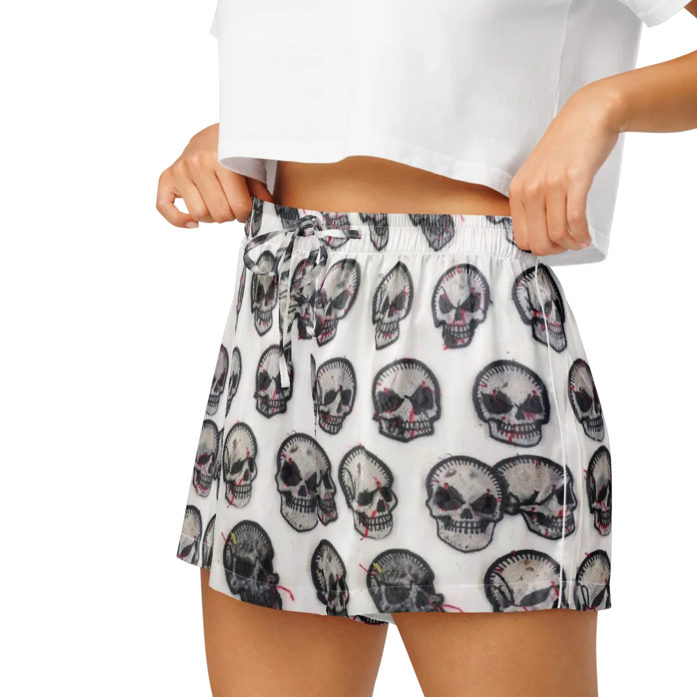 Stitched Requiem on Women's Pajama Shorts — Left