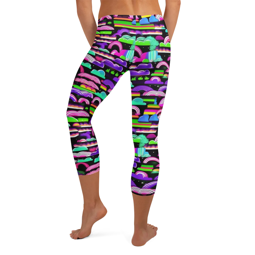 Neon Rainbow Static on Capri Leggings — Back