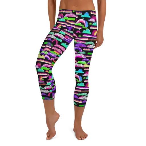 Neon Rainbow Static on a Capri Leggings