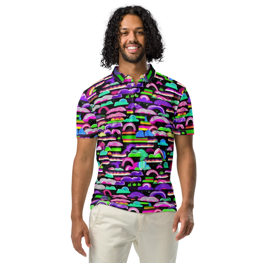 Neon Rainbow Static on Men's Slim Fit Polo Shirt — Front
