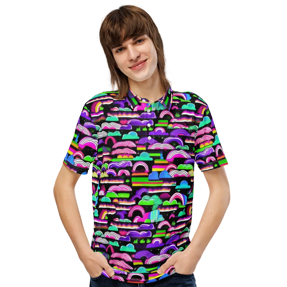 Neon Rainbow Static on Men's Slim Fit Polo Shirt — Front