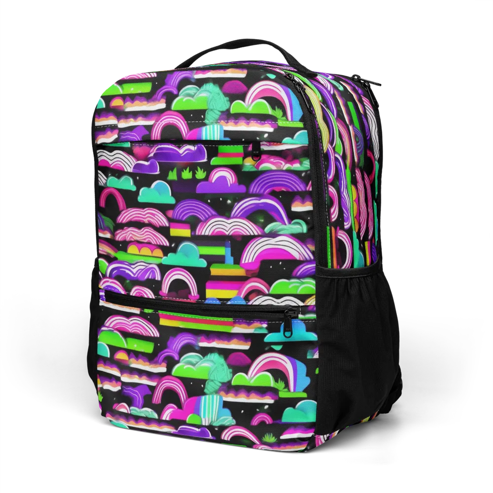 Neon Rainbow Static on Utility Backpack — Left Front