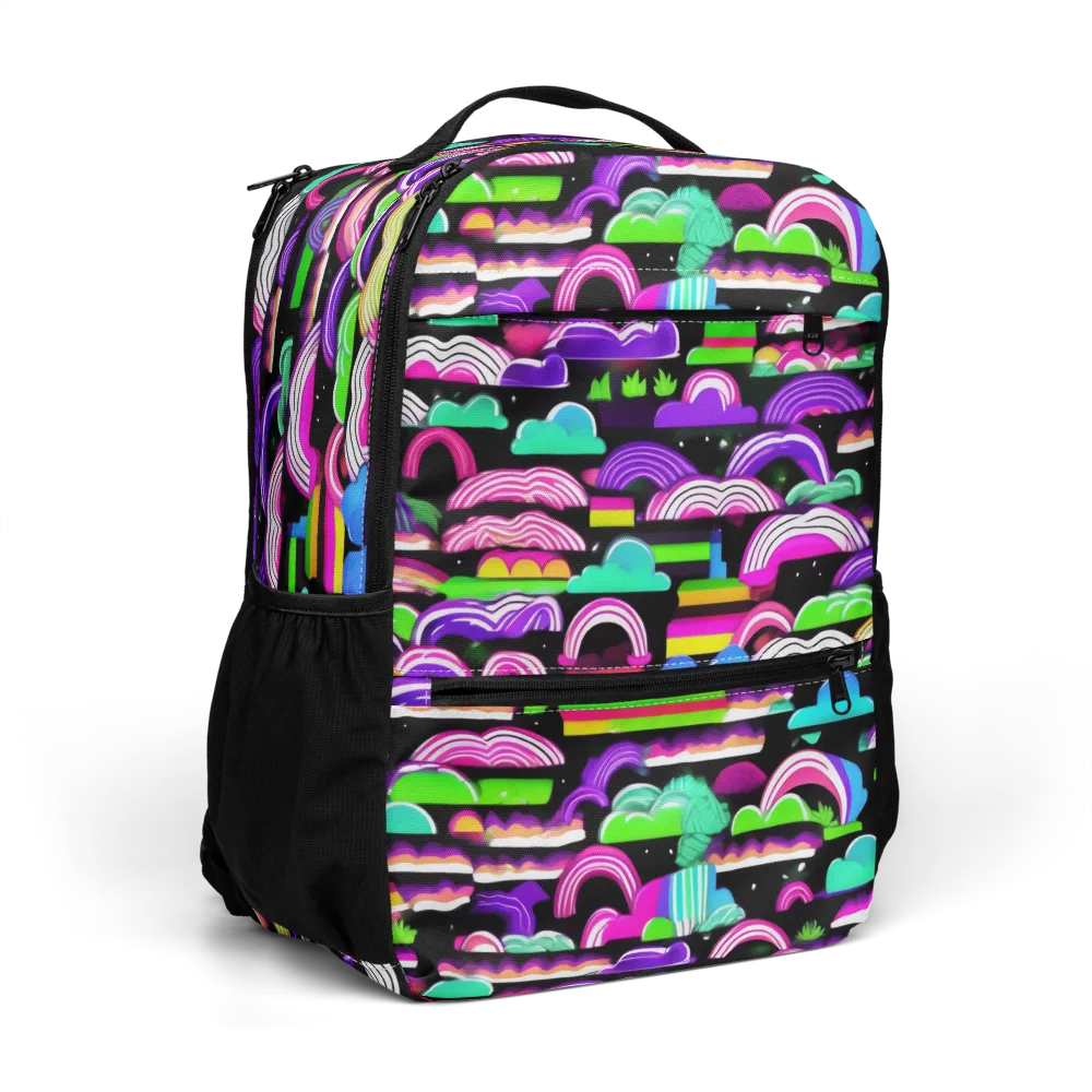Neon Rainbow Static on Utility Backpack — Right Front