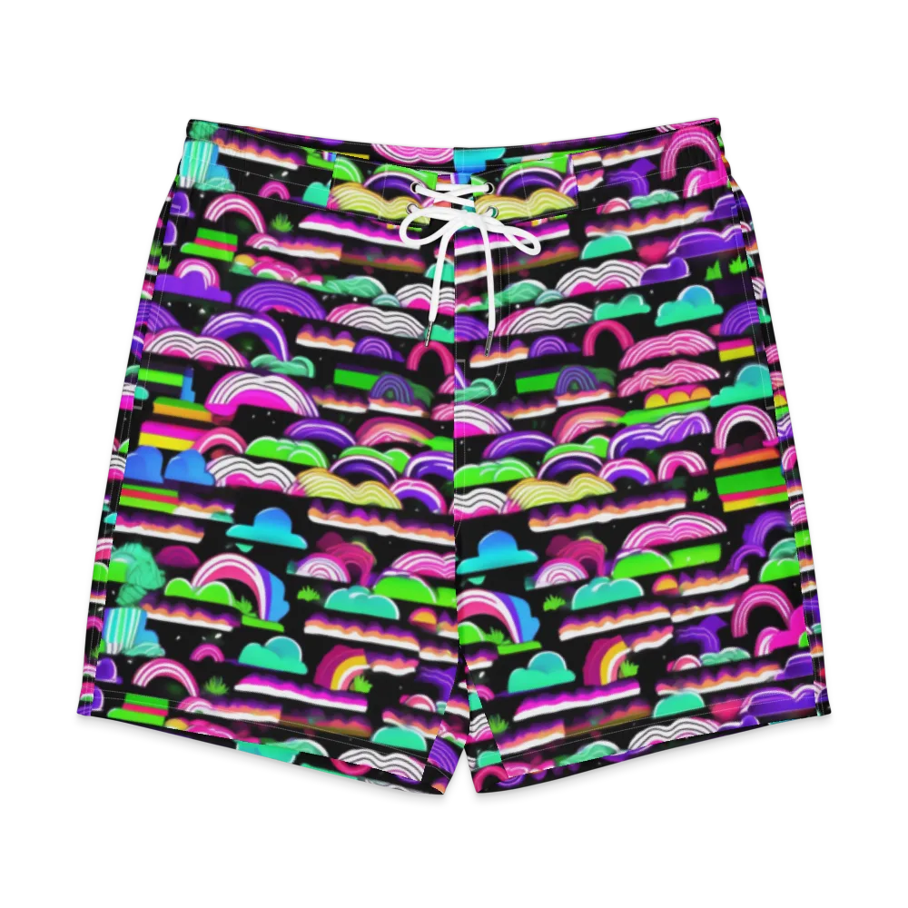 Neon Rainbow Static on Men's Board Shorts — Front