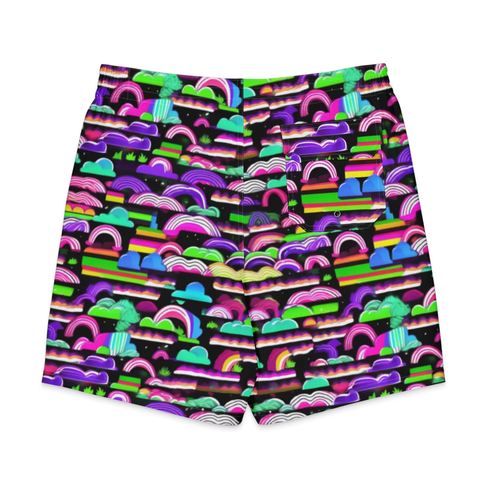 Neon Rainbow Static on Men's Board Shorts — Back