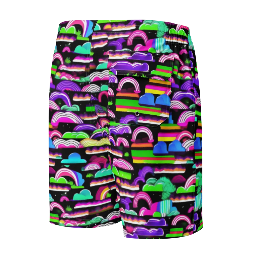 Neon Rainbow Static on Men's Board Shorts — Back