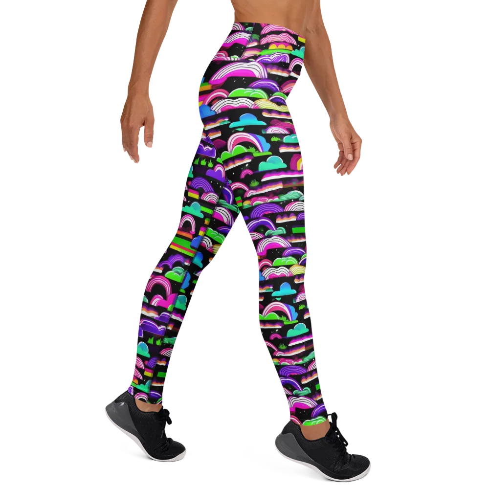 Neon Rainbow Static on Yoga Leggings — Right