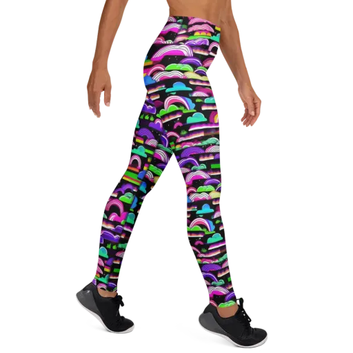 Neon Rainbow Static on a Yoga Leggings
