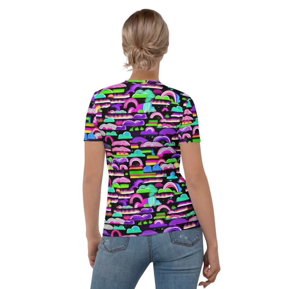 Neon Rainbow Static on Women's Crew Neck T-Shirt — Back