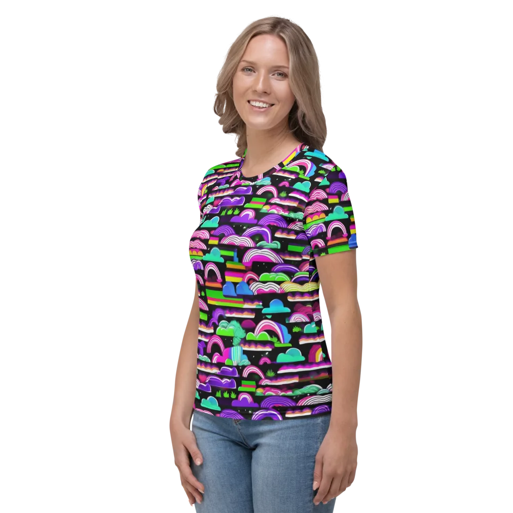 Neon Rainbow Static on Women's Crew Neck T-Shirt — Left