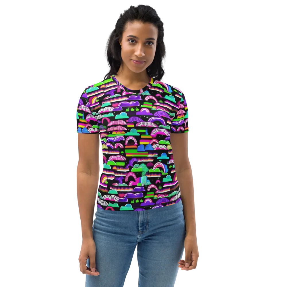 Neon Rainbow Static on Women's Crew Neck T-Shirt — Front