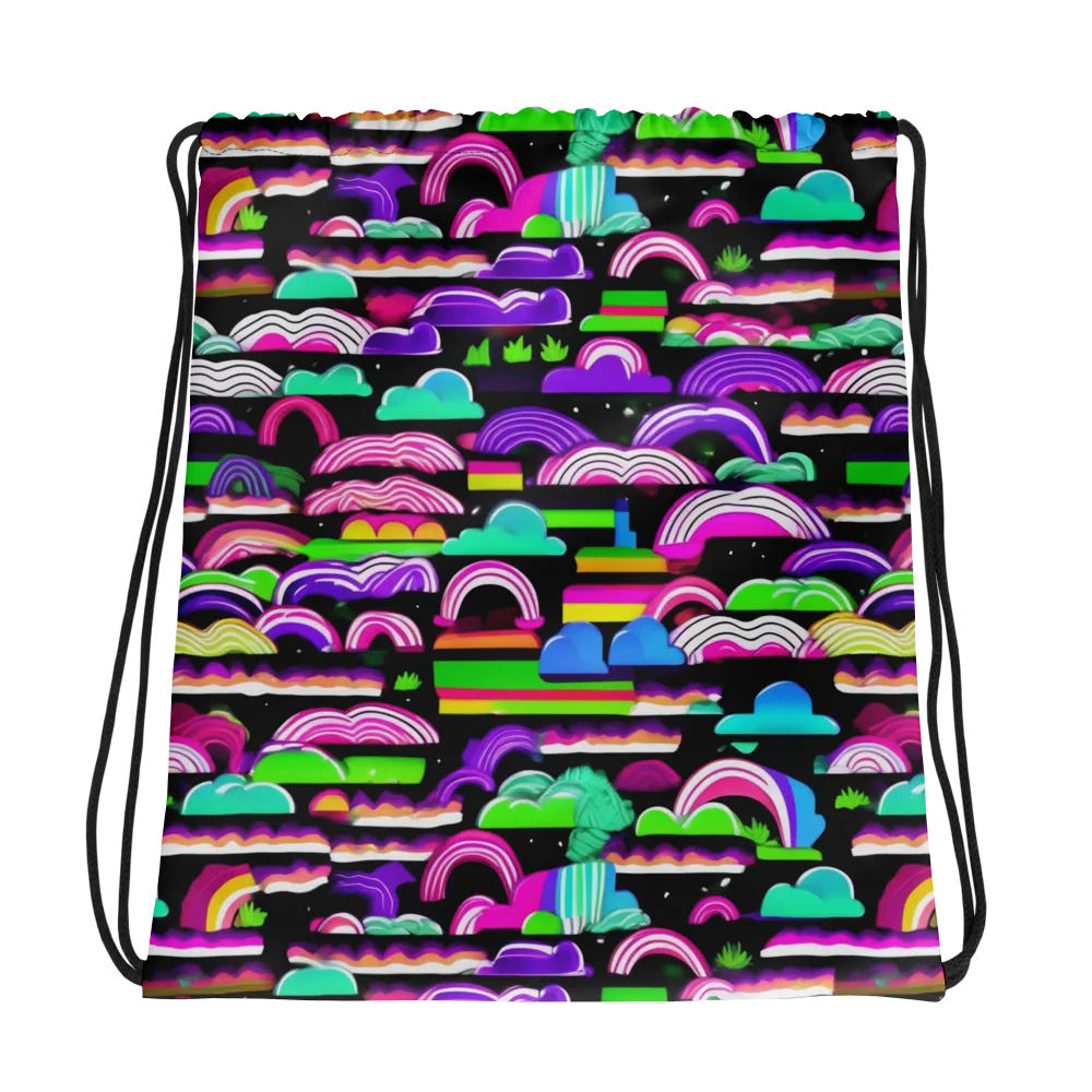 Neon Rainbow Static on Drawstring Bag — Photo