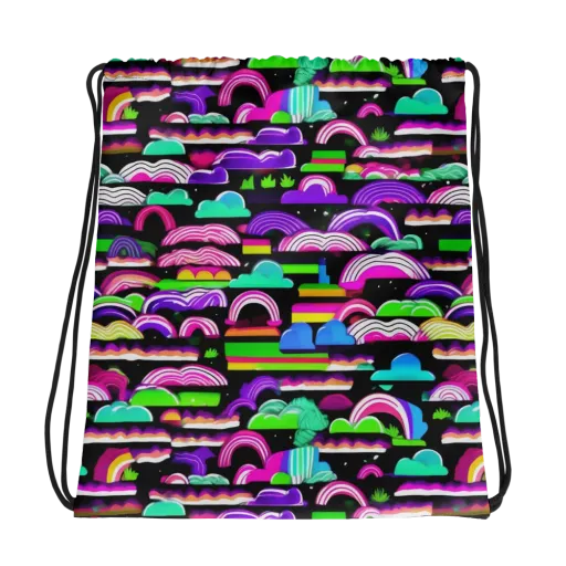 Neon Rainbow Static on a Drawstring Bag