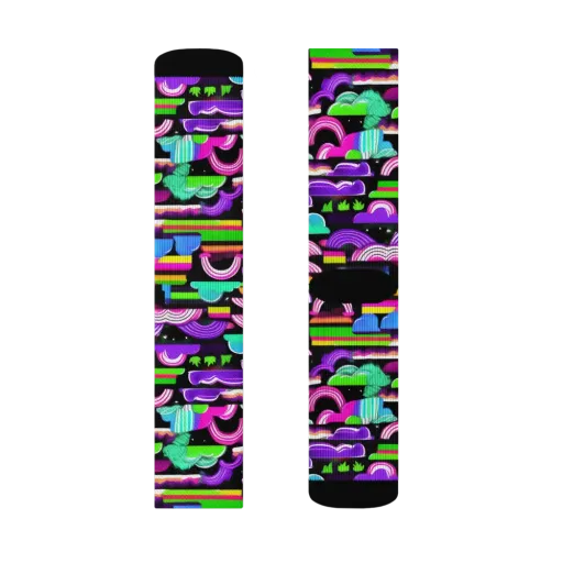 Neon Rainbow Static on a Socks